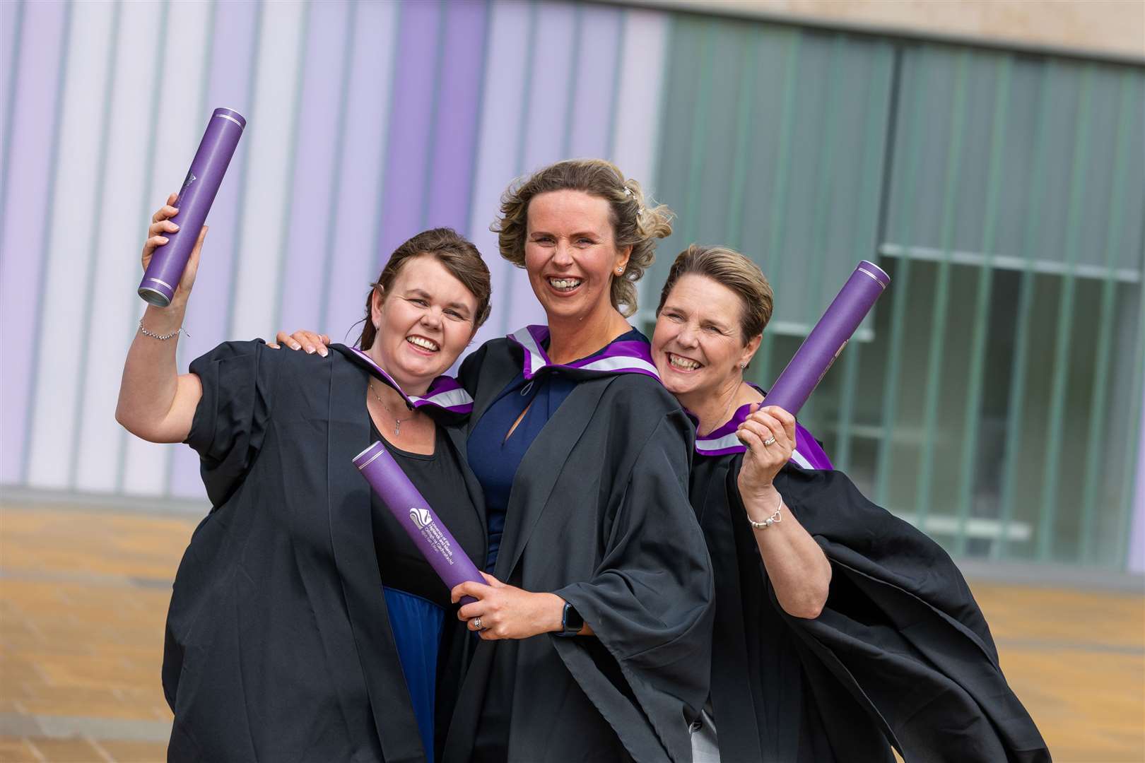 BA Childhood Practice graduates Gillian Morrison of Inverness, Cat Mackenzie from Kirkhill and Margaret Smith of Nairn.