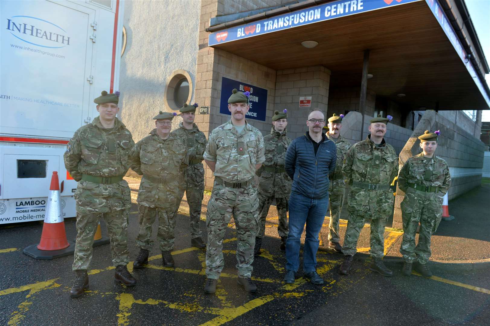 Pte Peter Martin, Sgt Thomas Stewart, Lt Michael Hunter, Maj (OC) Malcolm Dalzel-Job, Pte William Mansfield-Townsend, CSgt Andrew Braid, Sgt Peter Ball, WO2 (CSM) Colin Smith and Pte Lizzie Donner.
