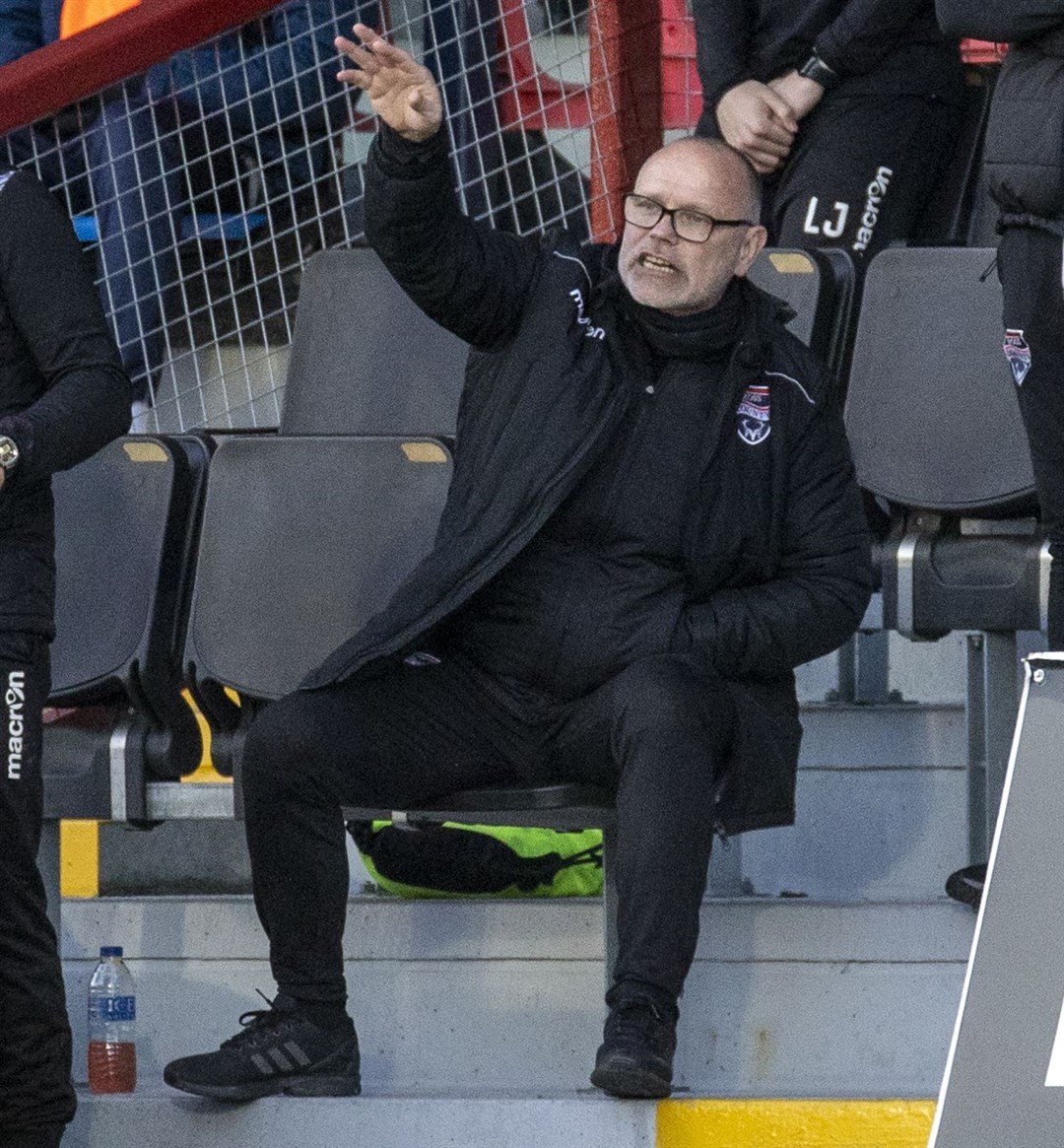 Picture - Ken Macpherson, Inverness. Ross County(1) v St.Mirren(3). 21.04.21. Ross County manager John Hughes.