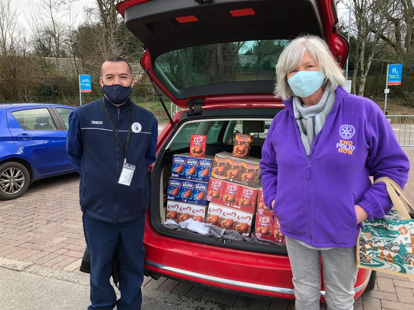 President Carol Anne Parker got a boot-iful surprise when she visited the Tain Tesco. The Easter eggs will be handed over to three local groups,