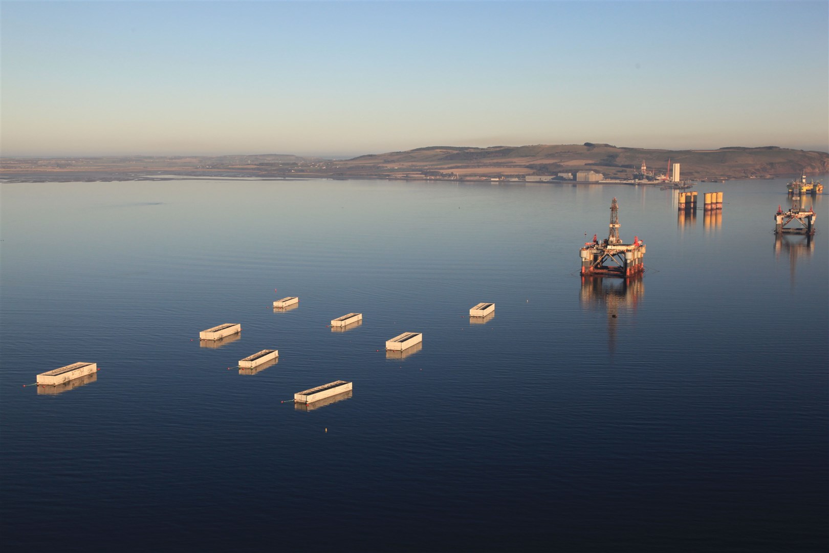 The concrete caissons in the Cromarty Firth.