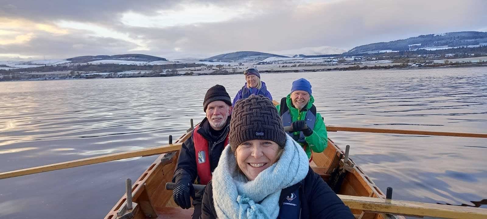 Rowers (left to right) Allan Mackenzie, Wendy Bramley, Barry Bramley and Hazel Inglis on the Cromarty Firth.