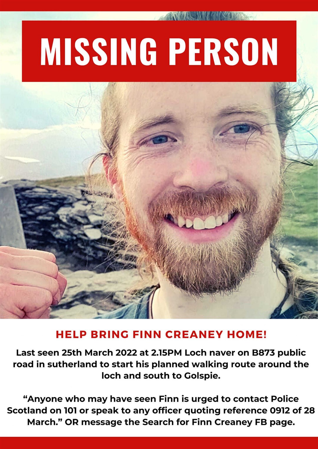 Finn Creaney's family are keen that their appeal for help is shared far and wide.