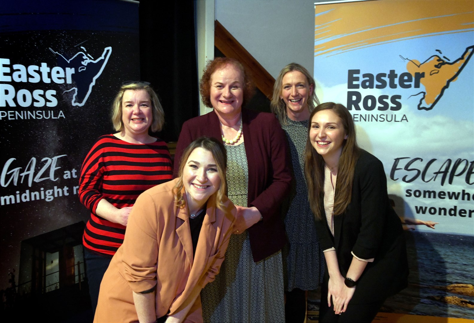 Launch of Easter Ross Peninsula as visitor destination at Seaboard Memorial Hall: Rachel Cunningham, Marketing Officer, Sarah Mackenzie, Chair of Tain Community Trust, Julie MacLeod, Associate Director of Smart Explore Highlands, Lesley-Ann Whiteford, Castlecraig Clifftop Accomodation and Caitlin McLeod, Visit Scotland Highland. Picture: James Mackenzie.