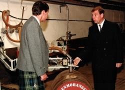 Prince Andrew pictured at a 1998 visit to the distillery, when he oversaw some very special bottles being 'laid down'