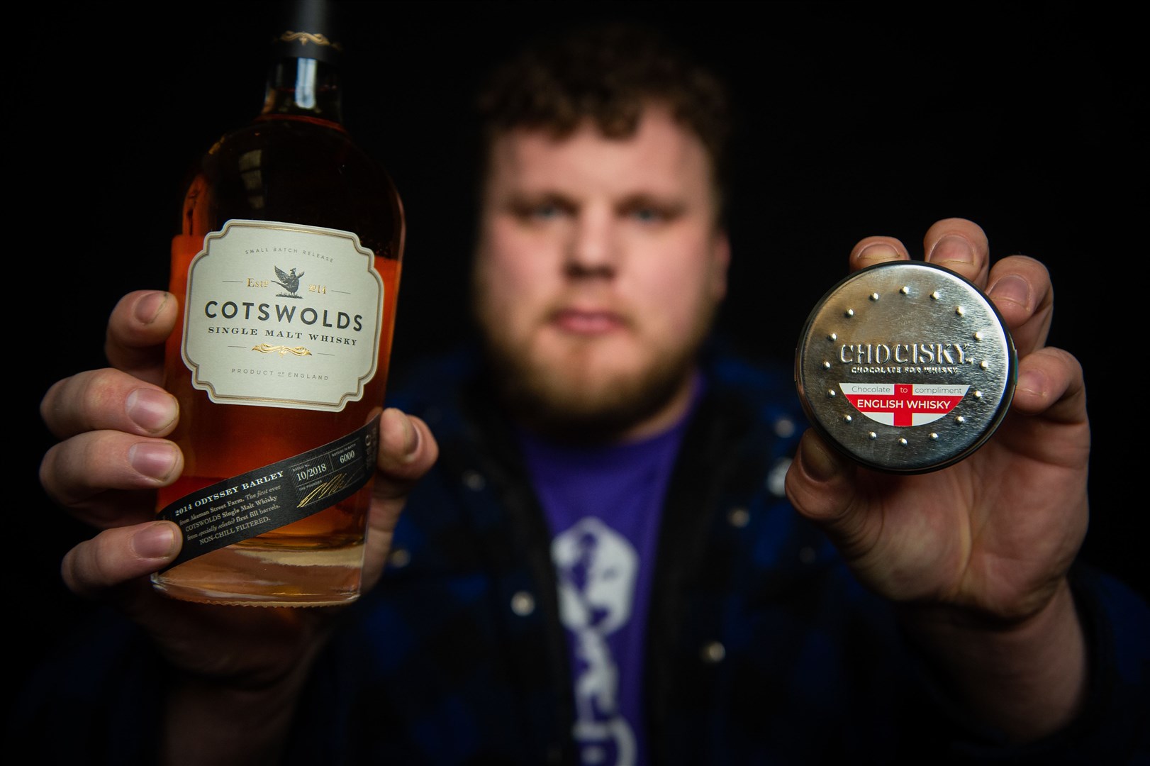 Tom Stoltman with the new line of whisky products aimed at our friends across the border.