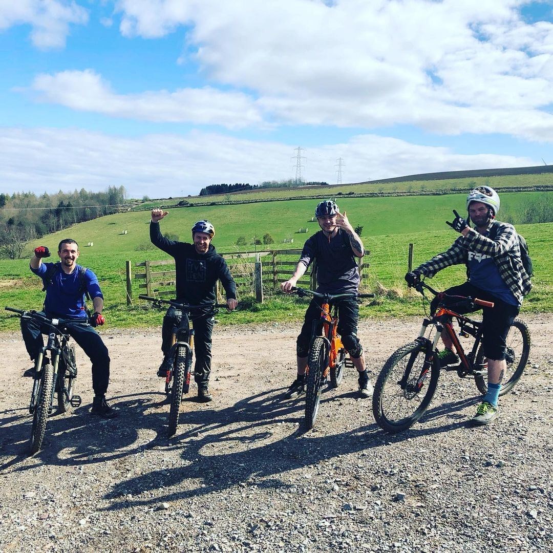 World famous mountain biker Danny Macaskill (second left) at the Dingwall trail.