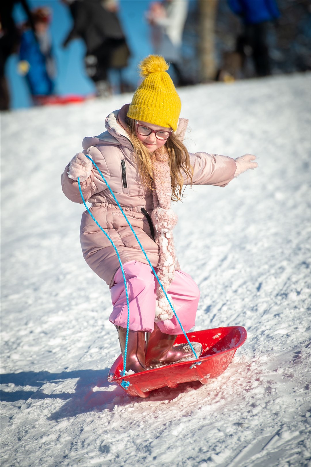 Indie Lamont enjoys fun in the snow at Invergordon Golf Course. Picture: Callum Mackay