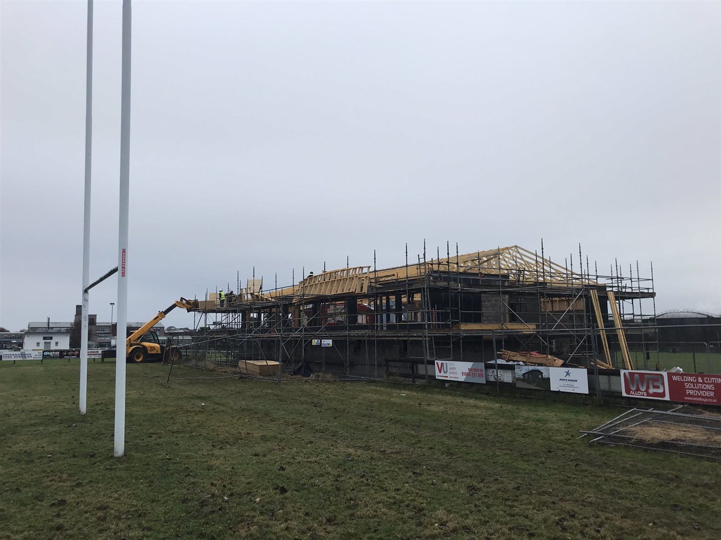 The rugby season may have been cancelled, but work on Ross Sutherland's new clubhouse continues.