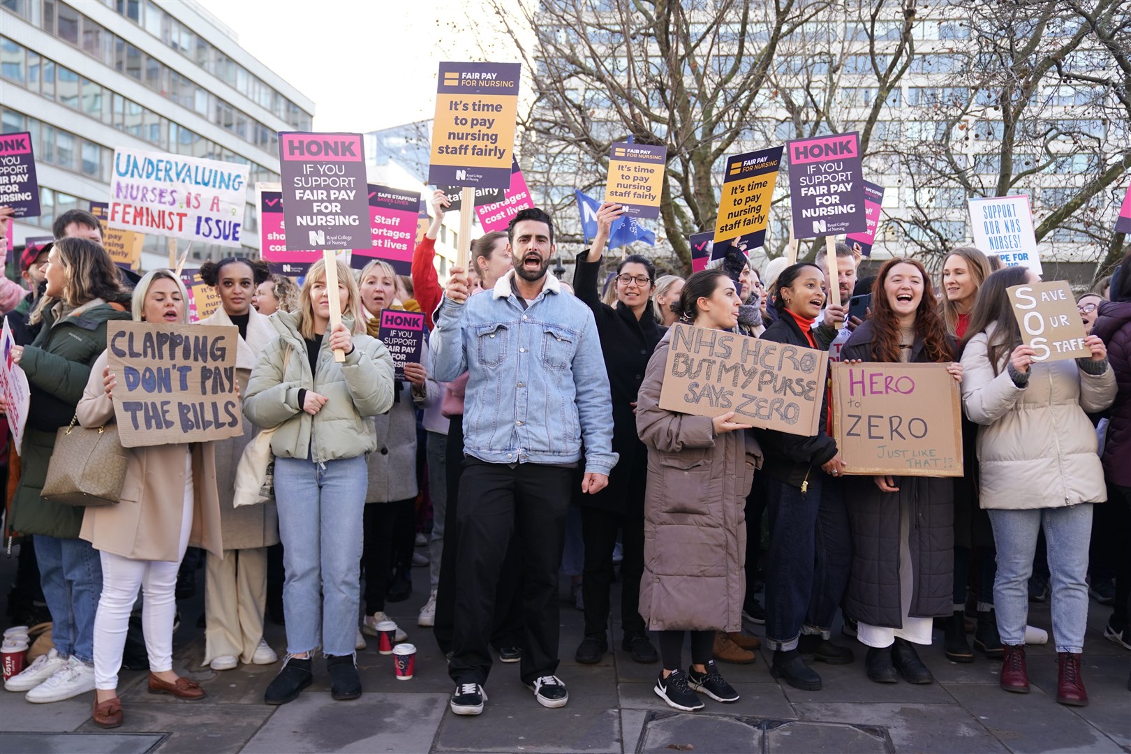 Members of the Royal College of Nursing on strike earlier this week (PA)