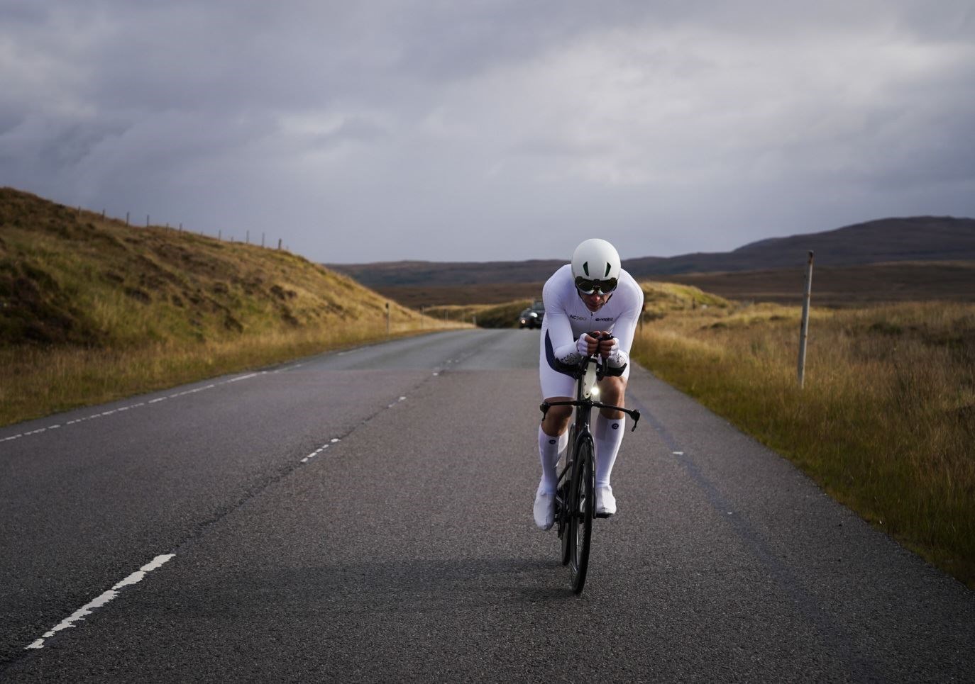An open road: Mark Beaumont is now nearly three and a half hours into his record breaking attempt. Picture: Markus Stitz