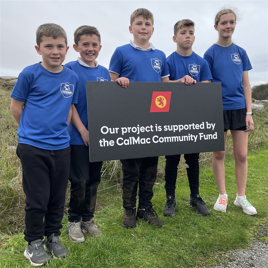Pictured are members of the Barra Running Club, which received an award from the CalMac Community Fund last year. Picture: CalMac