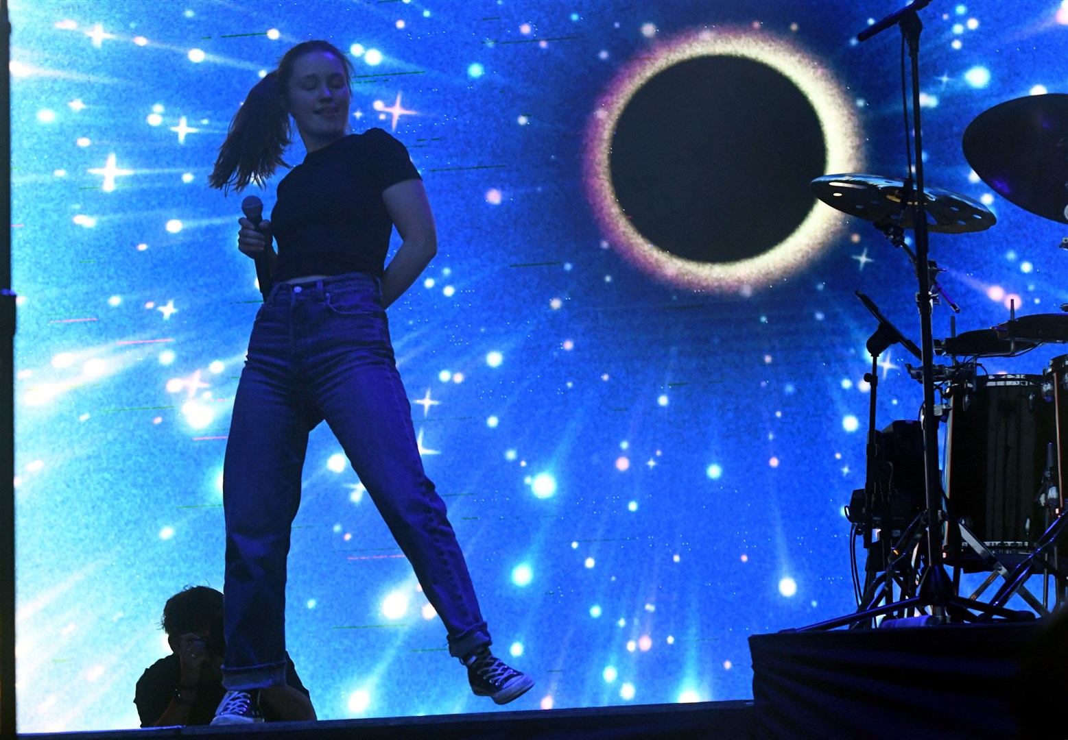 Sigrid constantly dancing almost every moment of the set! Picture: James Mackenzie