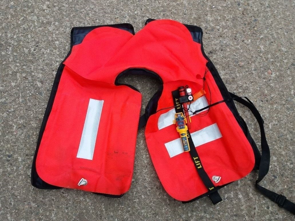 One of the new life jackets fitted with a personal location device.