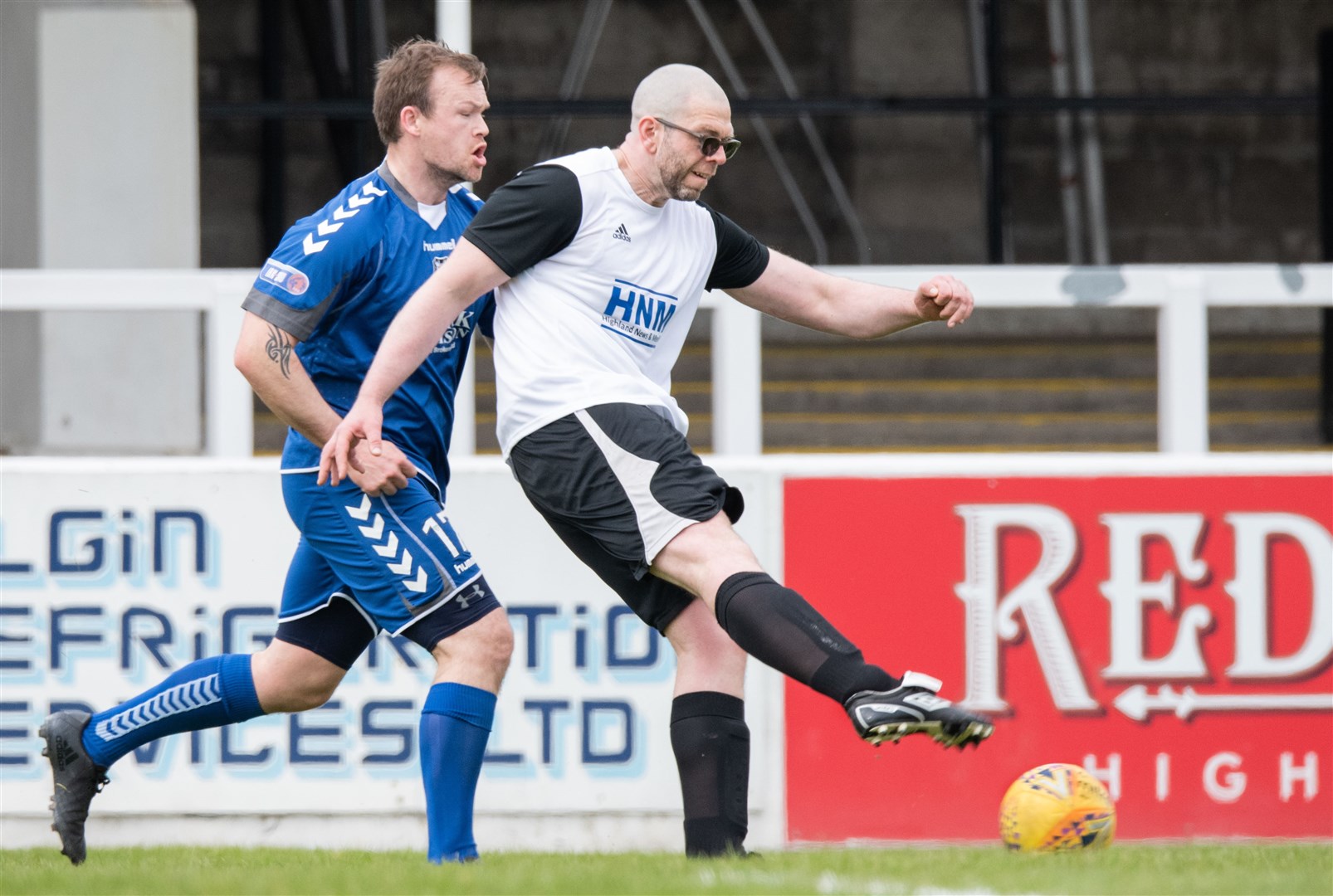 Highland News and Media frontman Andy Dixon gets a shot away. Picture: Daniel Forsyth