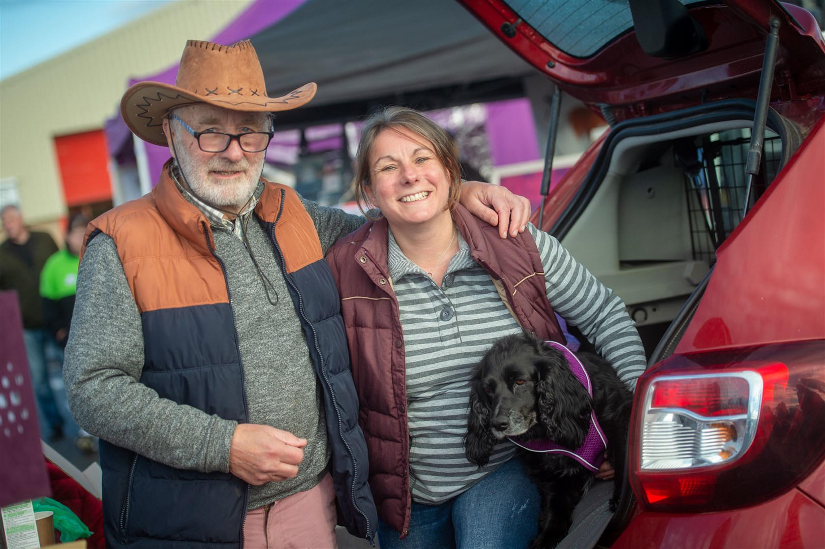 Bill and Flora Badger with Abi the dog. Picture: Callum Mackay..