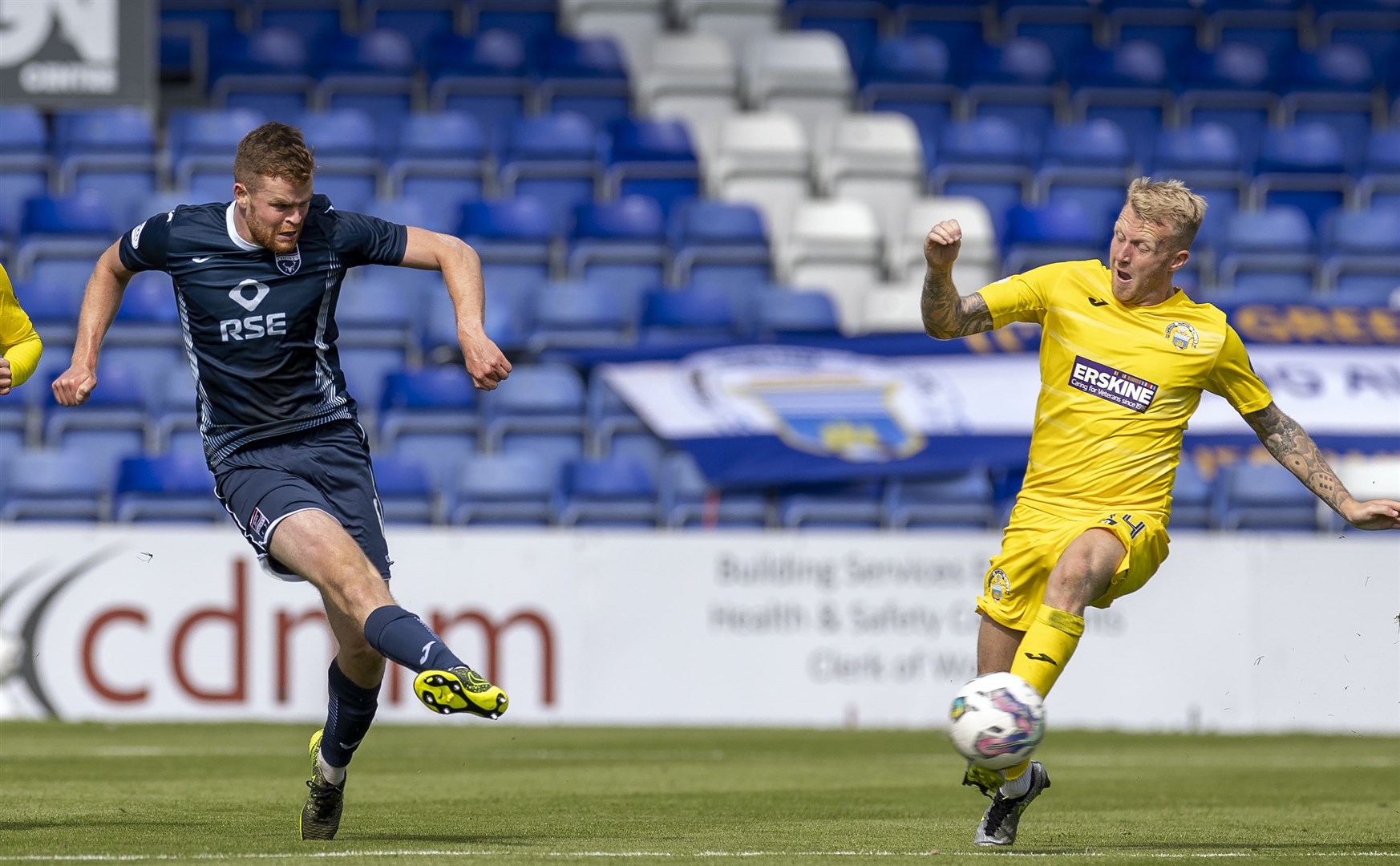 Picture - Ken Macpherson. SCOTTISH LEAGUE CUP (Viaplay Cup) group stage: Ross County(2) v Morton(1). 22.07.23. Ross County's Scott Allardice clears danger.