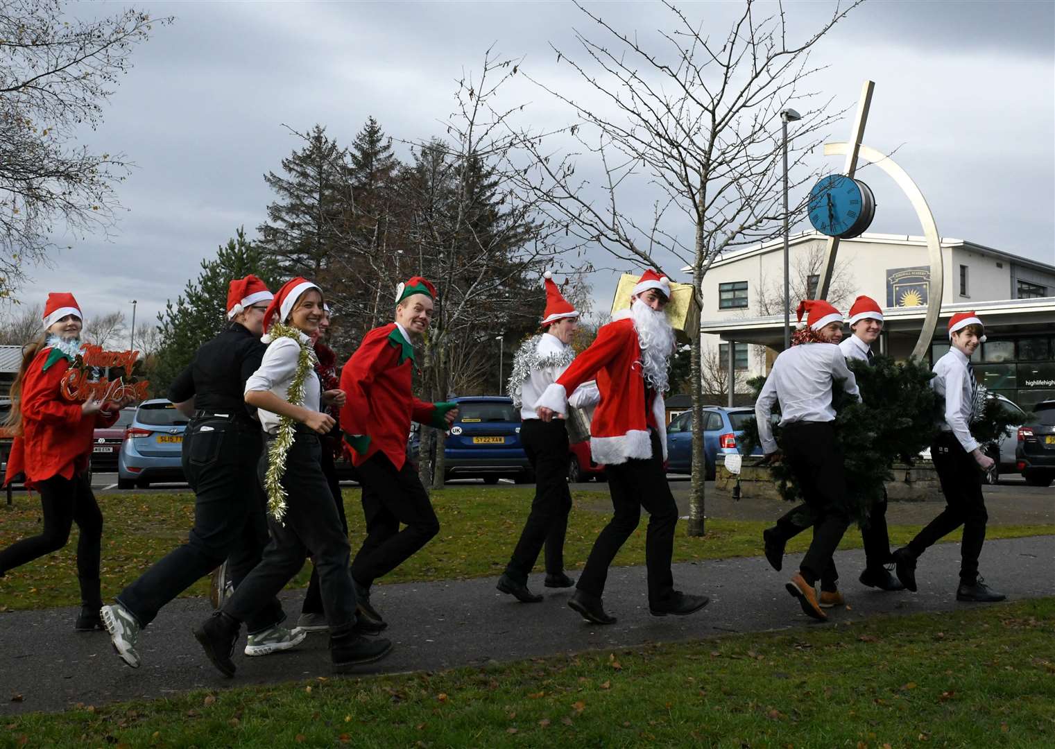 Dingwall Academy seniors getting ready for the Christmas fair. It was hailed a great success with hundreds of people showing their support. Picture: James Mackenzie.