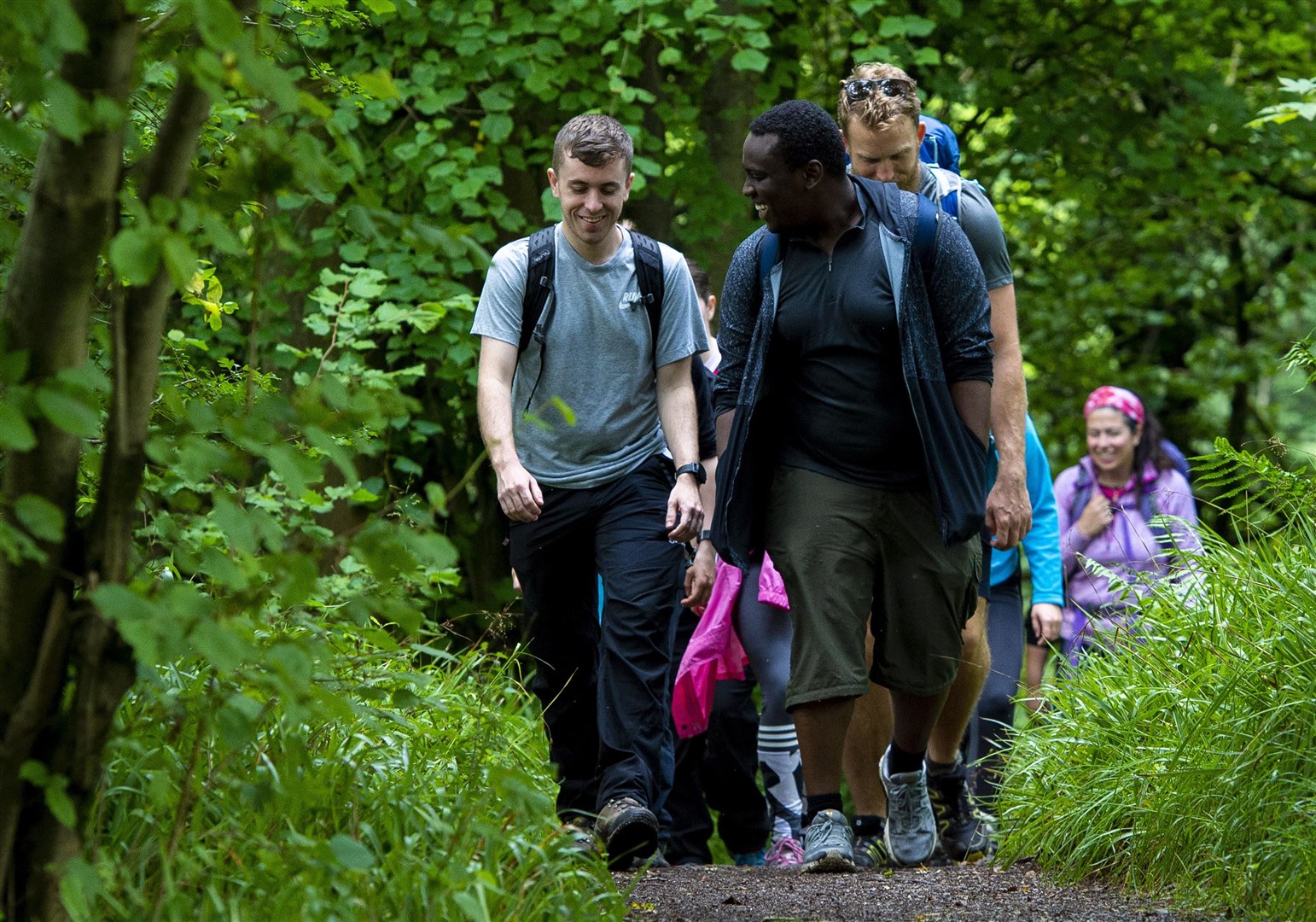 Young people on a previous Out There Award programme enjoy a walk in the countryside.