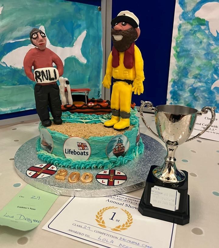 Lola Dreghorn's winning RNLI-themed cake, taking home the Pat Mucklow Trophy from the Plockton and District Horticultural, Arts and Crafts Show. Picture courtesy of Kyle RNLI.