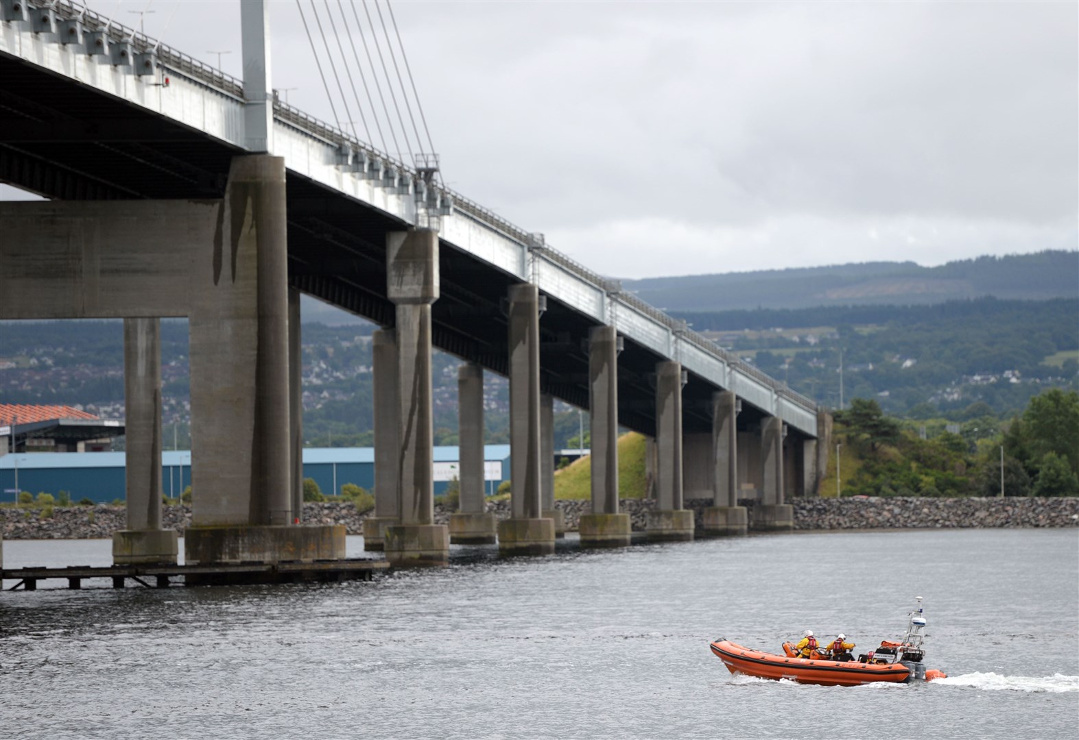 The Kessock lifeboat prepares to pass underneath the Kessock Bridge (file image).
