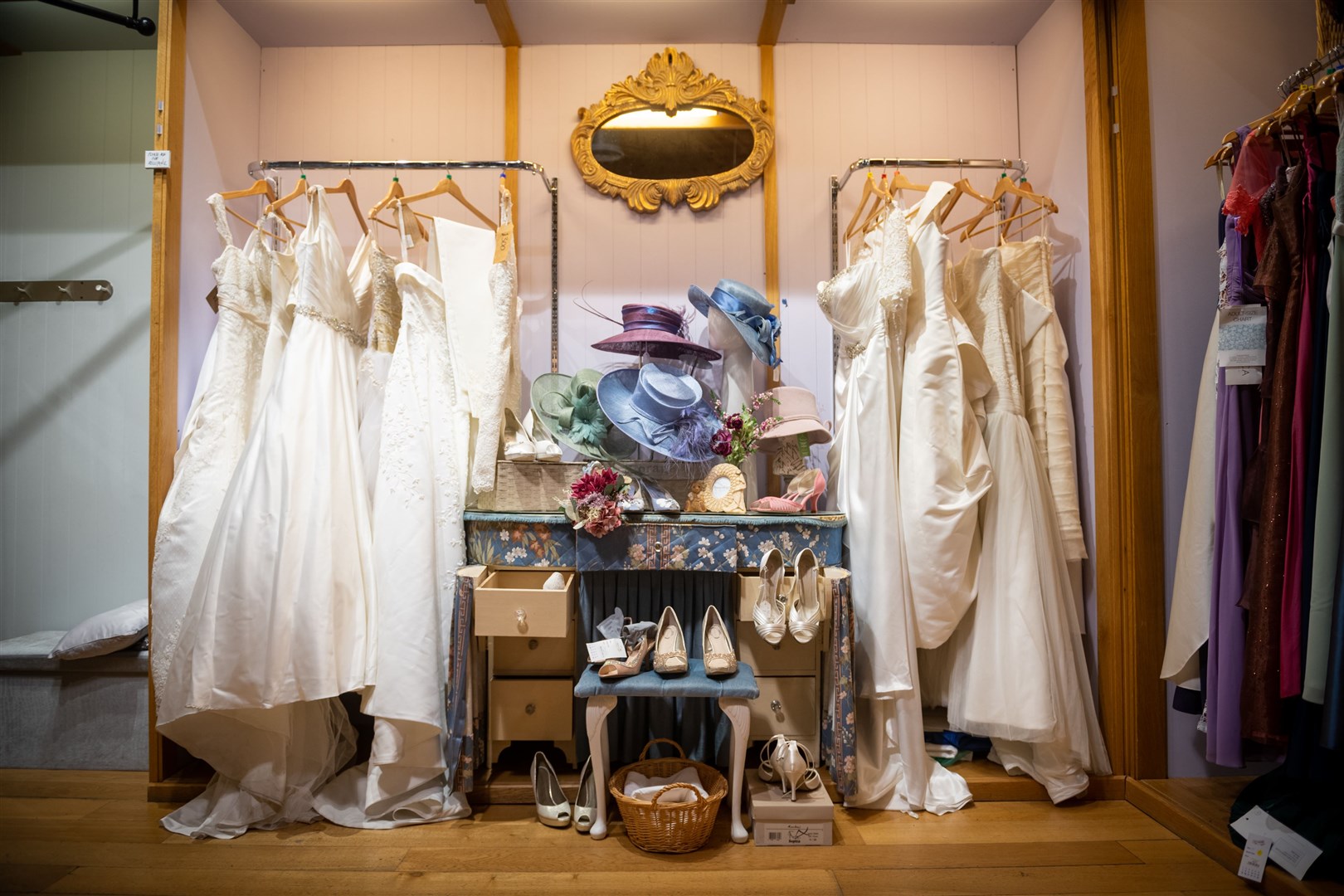 The wedding dresses are in all styles from vintage to contemporary. Picture: Callum Mackay.