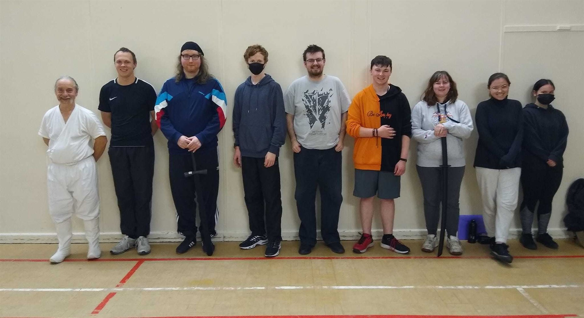 Mick Skelly, far left, and Reuben Mowbray, third from left, and participants on the one-day historical fencing course which was held on Dingwall. Photo: Ali Cameron