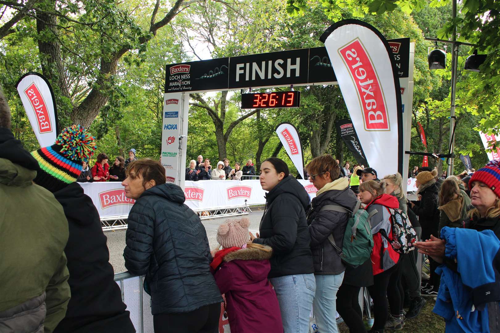 Spectators at the finish line of the 2021 Baxters Loch Ness Marathon.