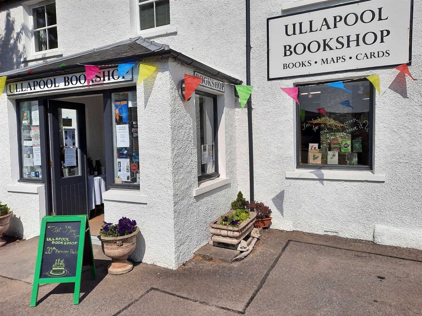 Birthday bunting decorated the shop outside. Picture: Ullapool Bookshop