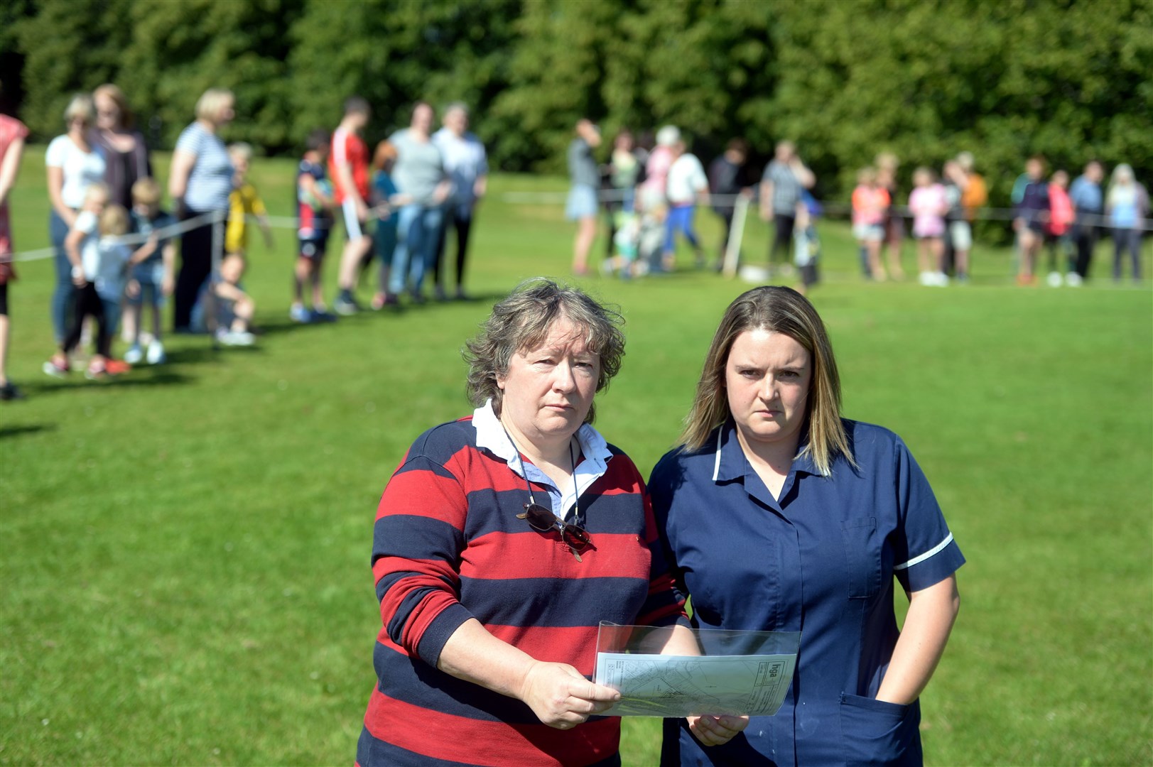 Jenny Maclennan (left), chair of MAC, Maryburgh Ammenities Company Ltd, with Chloe Macleod a member of the new steering group for the town centre fund... Planning Protest.Picture: Gair Fraser. Image No. 044379..
