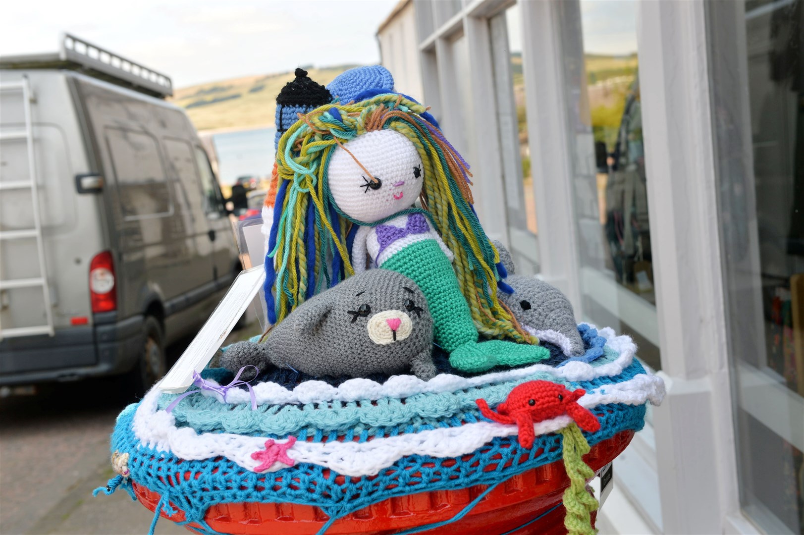 The mystery yarn bomber has invited donations to Highland Hospice for anyone who gets a smile from her work. Picture: Callum Mackay