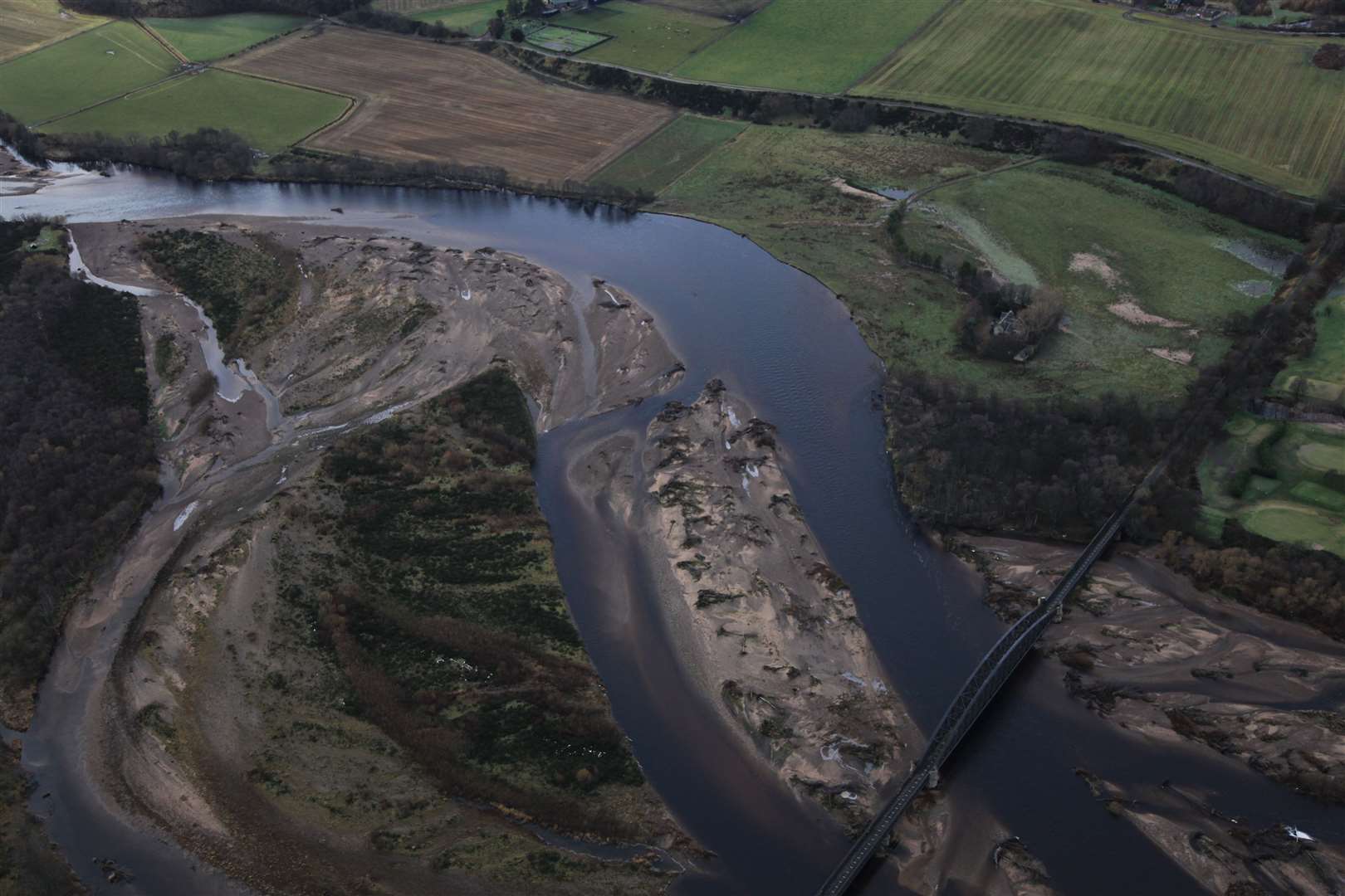 The River Spey winds on its journey north to the sea
