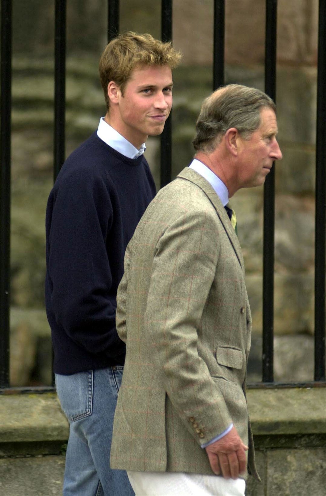 Prince William arriving at St. Andrews University accompanied by his father in 2001 (Toby Melville/PA)