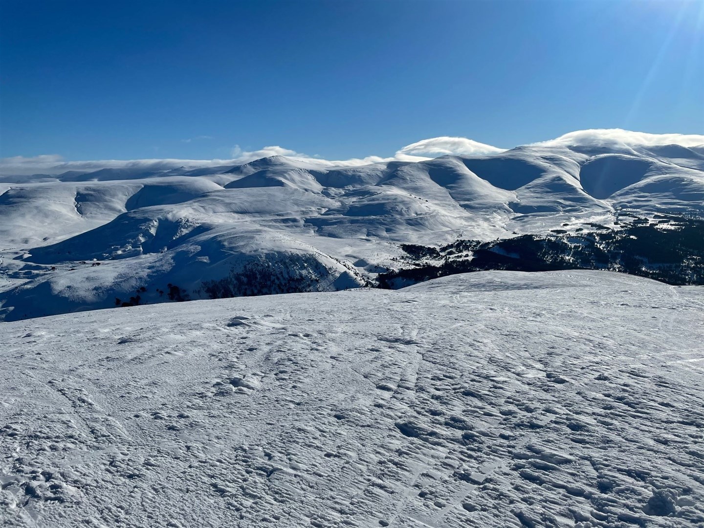 Stunning winter views... the Cairngorms viewed from Meall a Bhuachaille.
