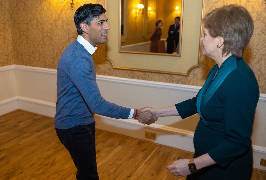 12/01/2023. Inverness, United Kingdom. The Prime Minister Rishi Sunak and Scotland's First Minister Nicola Sturgeon in Inverness, Scotland. Picture by Simon Walker / No 10 Downing Street