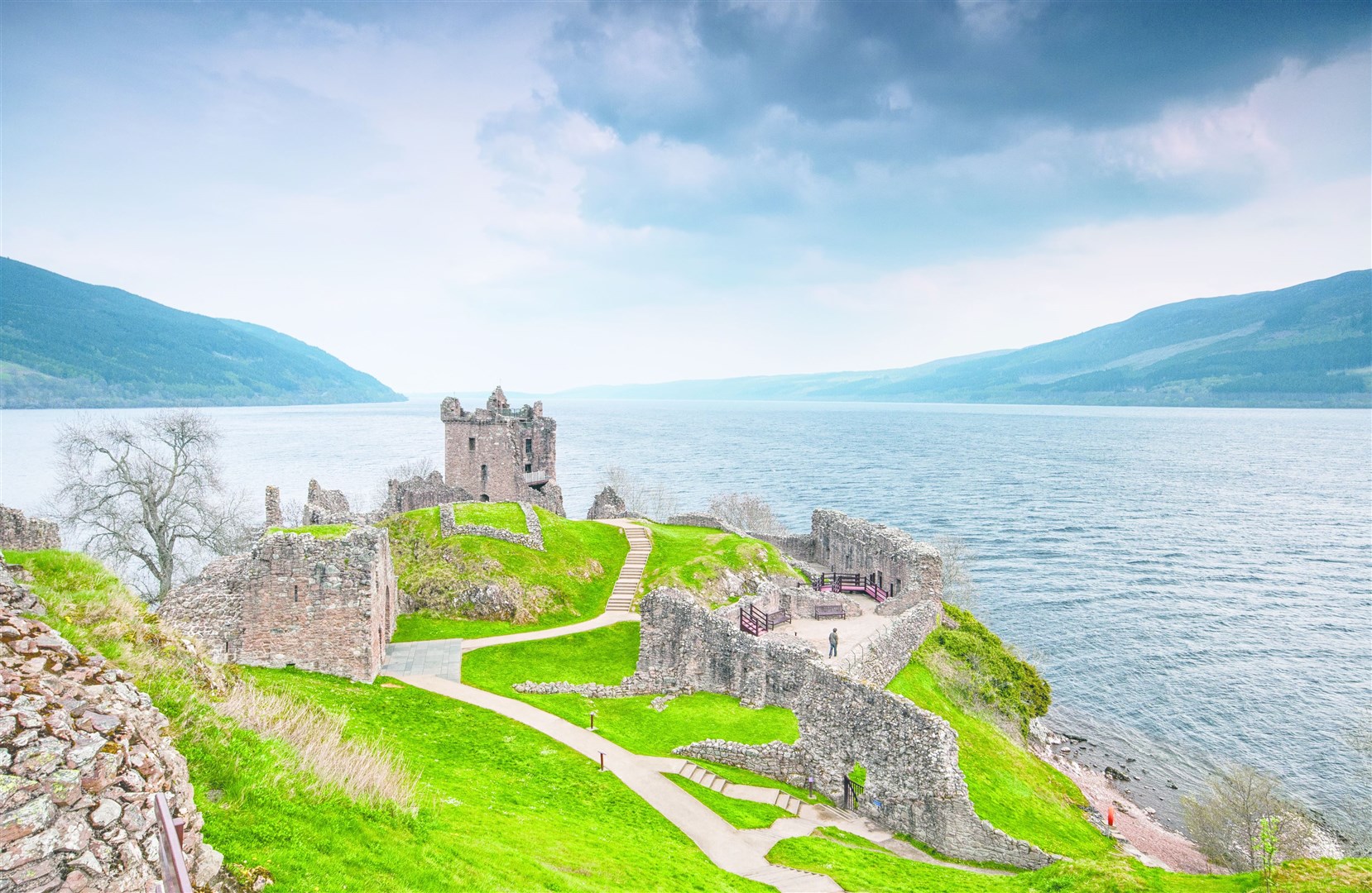 Urquhart Castle and Loch Ness.