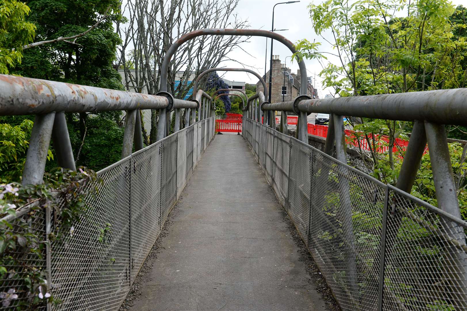 Averon footbridge Alness closed due to corrosion on support legs. Picture Gary Anthony