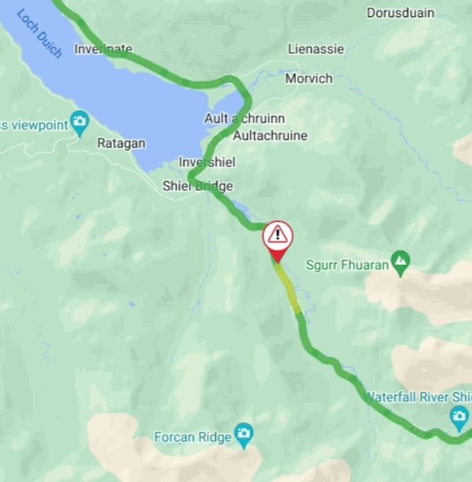 A collision has been reported in the Glen Shiel area.