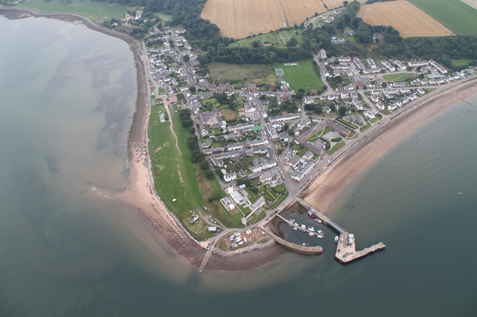 Cromarty from the air. The planned motorhome site aims to ease pressure from visitors on the links. Picture: Graeme Smith, via Wikimedia Commons.