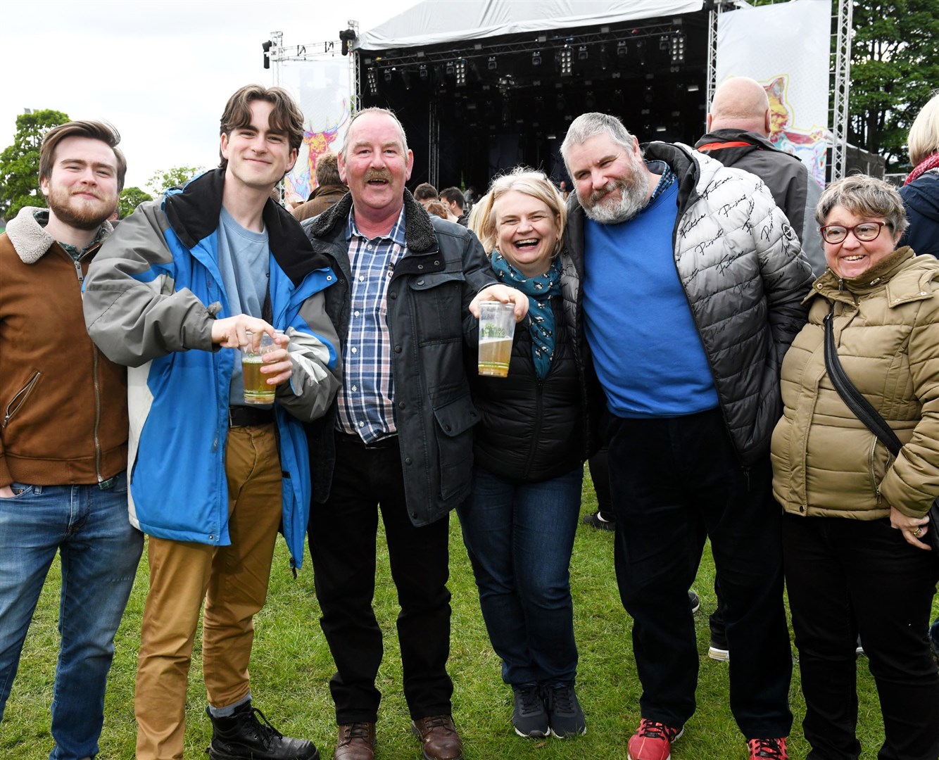 The Gathering Festival in the Northern Meeting Park 2022: Ross Oag, Daniel Oag, George Oag, Katrina Oag, Dougie and Chris Robertson. Picture: James Mackenzie.