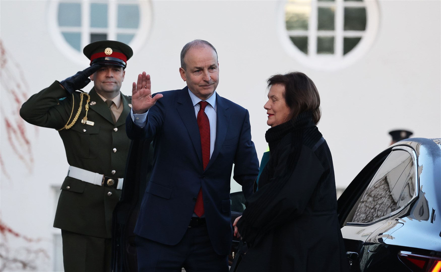 Micheal Martin and his wife Mary arrive at Aras an Uachtarain in Dublin (Nick Bradshaw/PA)
