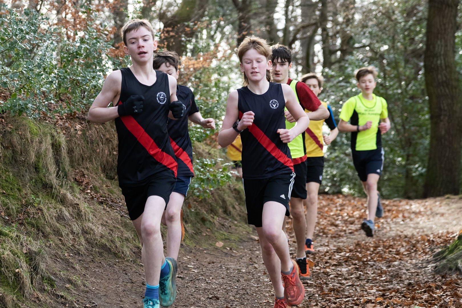 Under 13 Boys competing at Grant Park's Cross Country course in Forres...Picture: Beth Taylor.