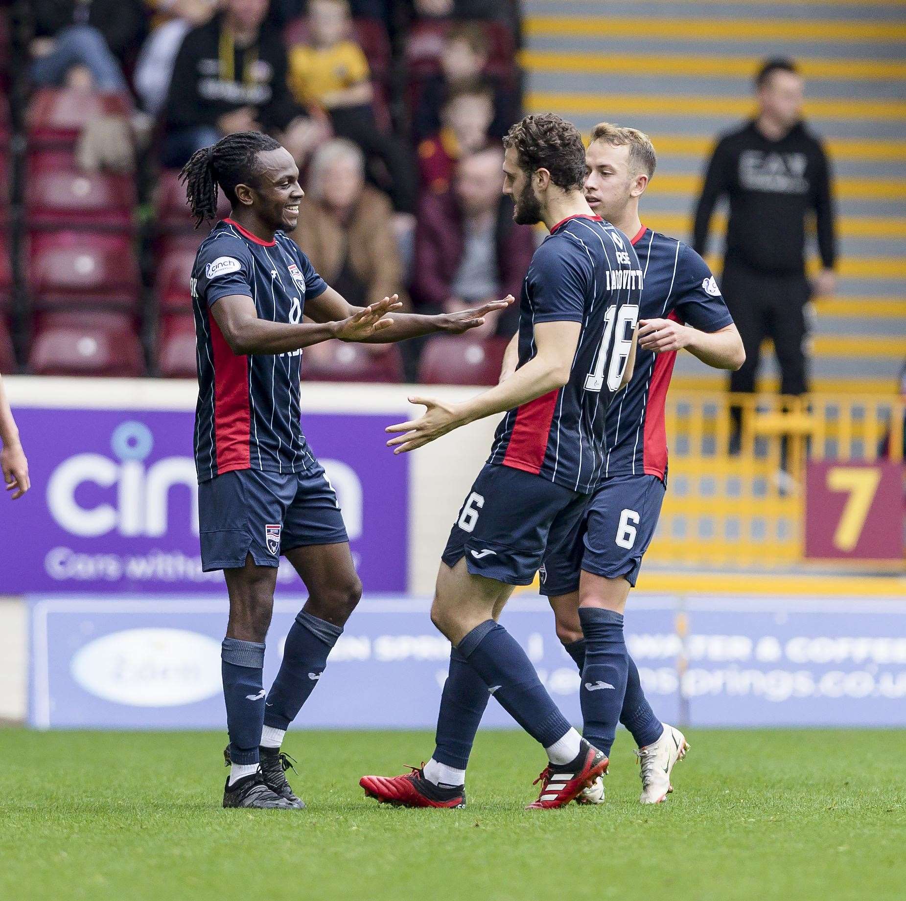 Picture - Kenny Ramsay. 25.09.2021 Motherwell v Ross County. Ross County's Regan Charles-Cook celebrates his equalising goal.
