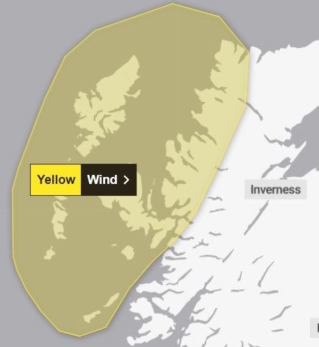 The area covered by the yellow warning, which will now remain in place until 11.59pm on Sunday after the Met Office extended its duration. Picture: Met Office.
