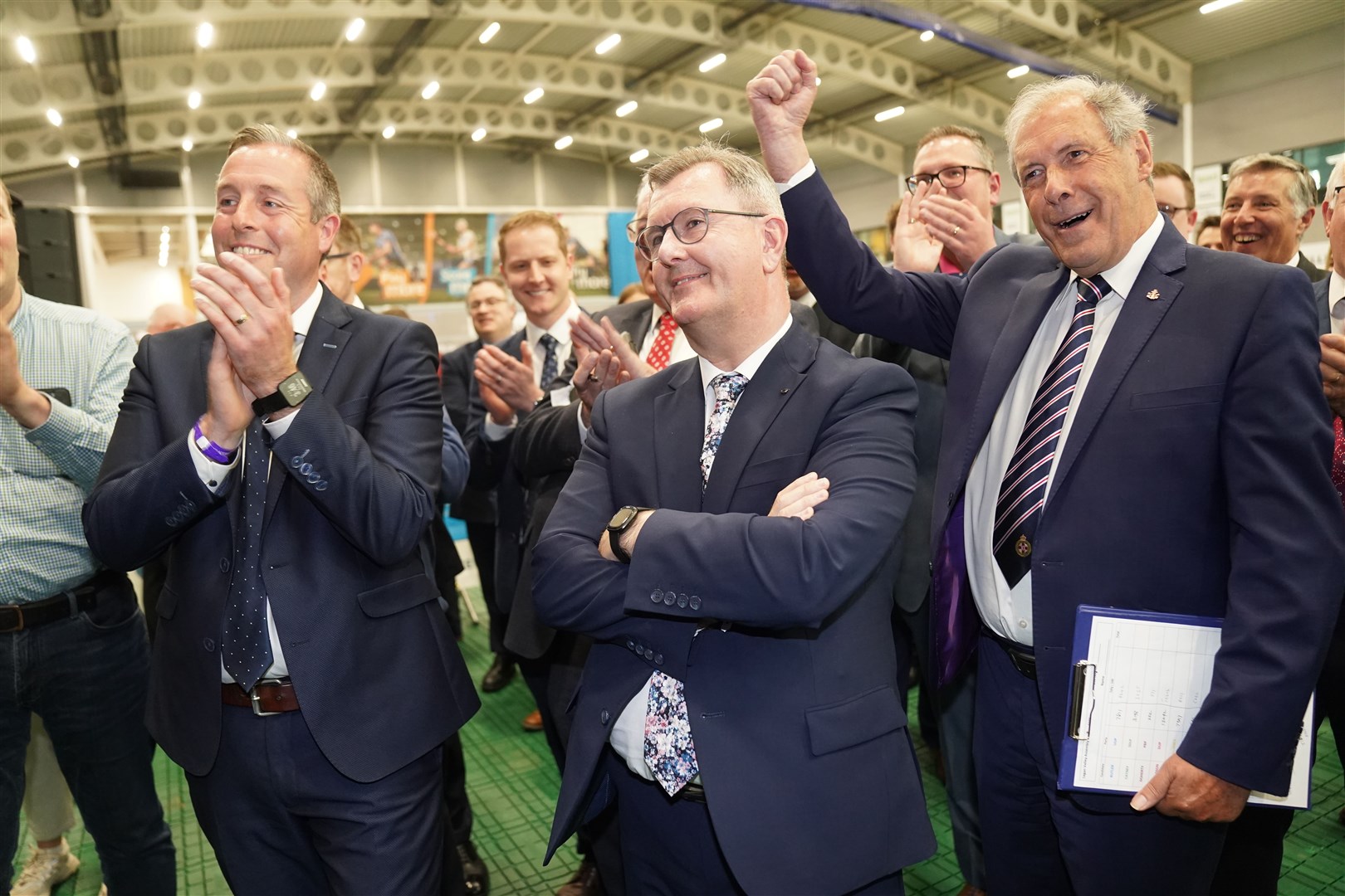 DUP leader Sir Jeffrey Donaldson is elected for the Lagan Valley constituency (Brian Lawless/PA)