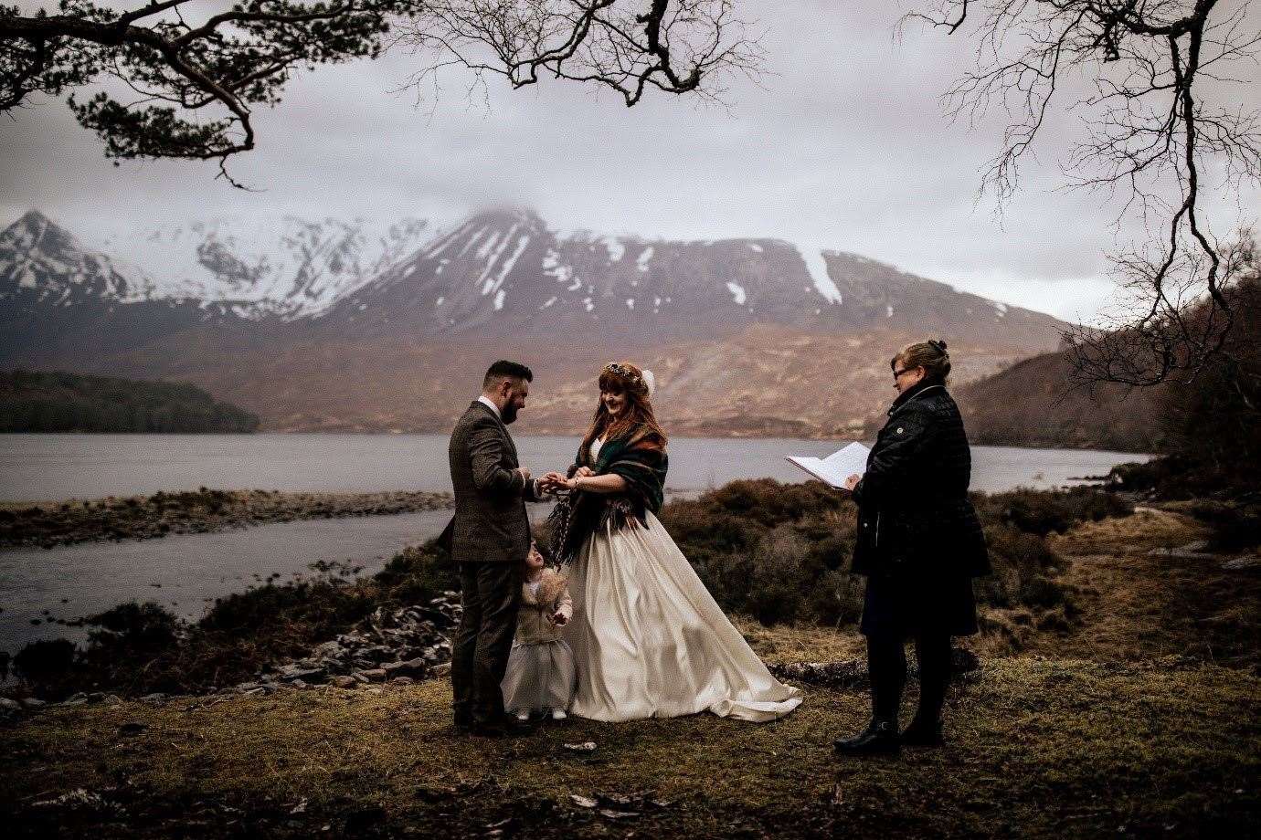 Assistant Registrar Gillian Morrison conducts a civil ceremony at Kinlochewe.