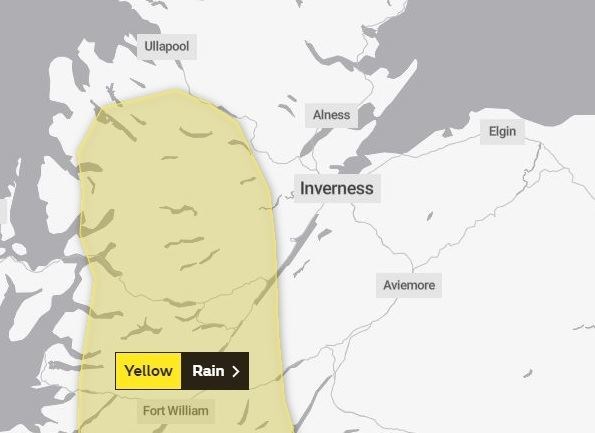 The area covered by the Met Office warning. Picture: Met Office.