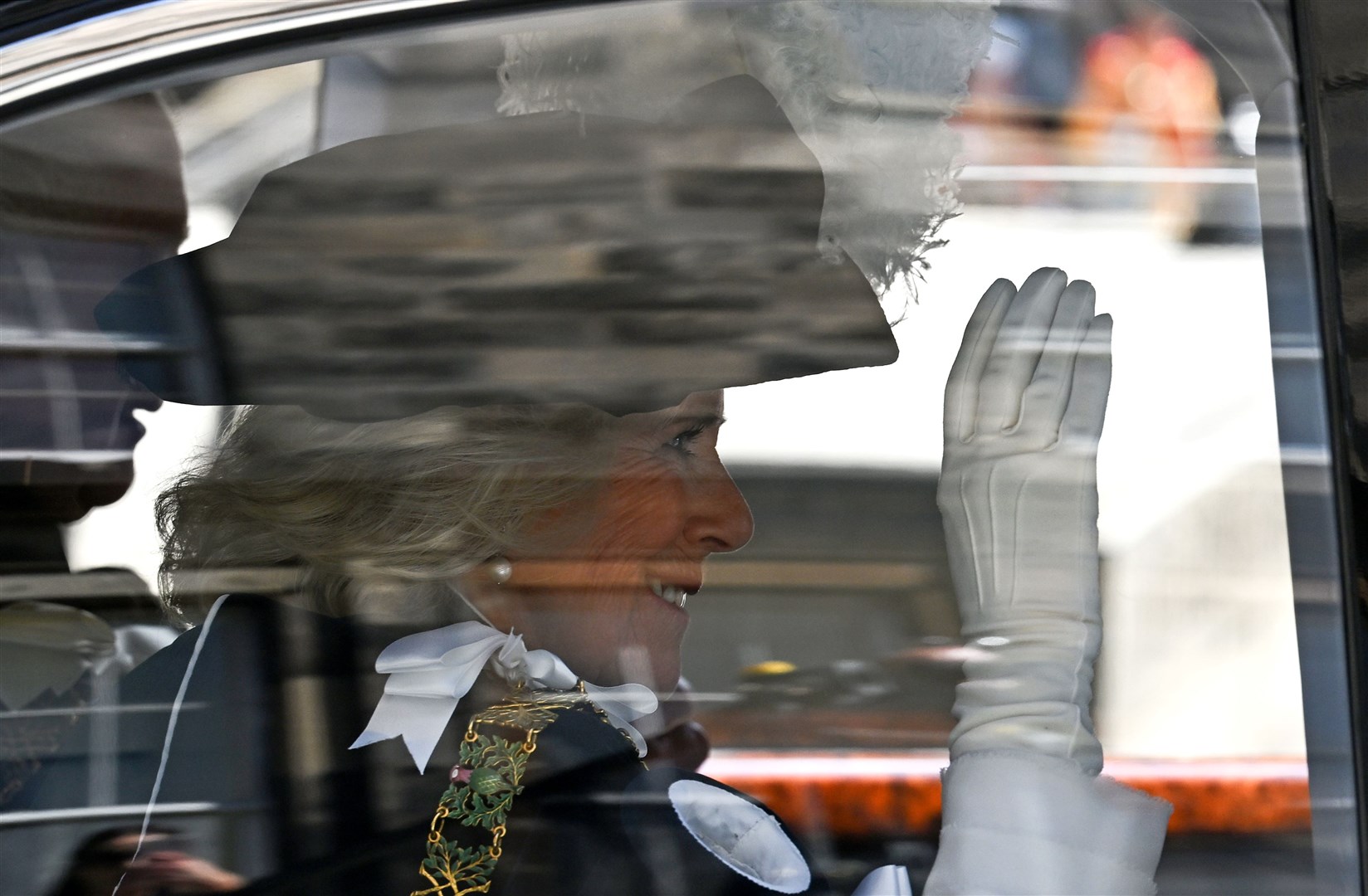Queen Camilla travels through Edinburgh on the way to the service (Paul Ellis/PA)