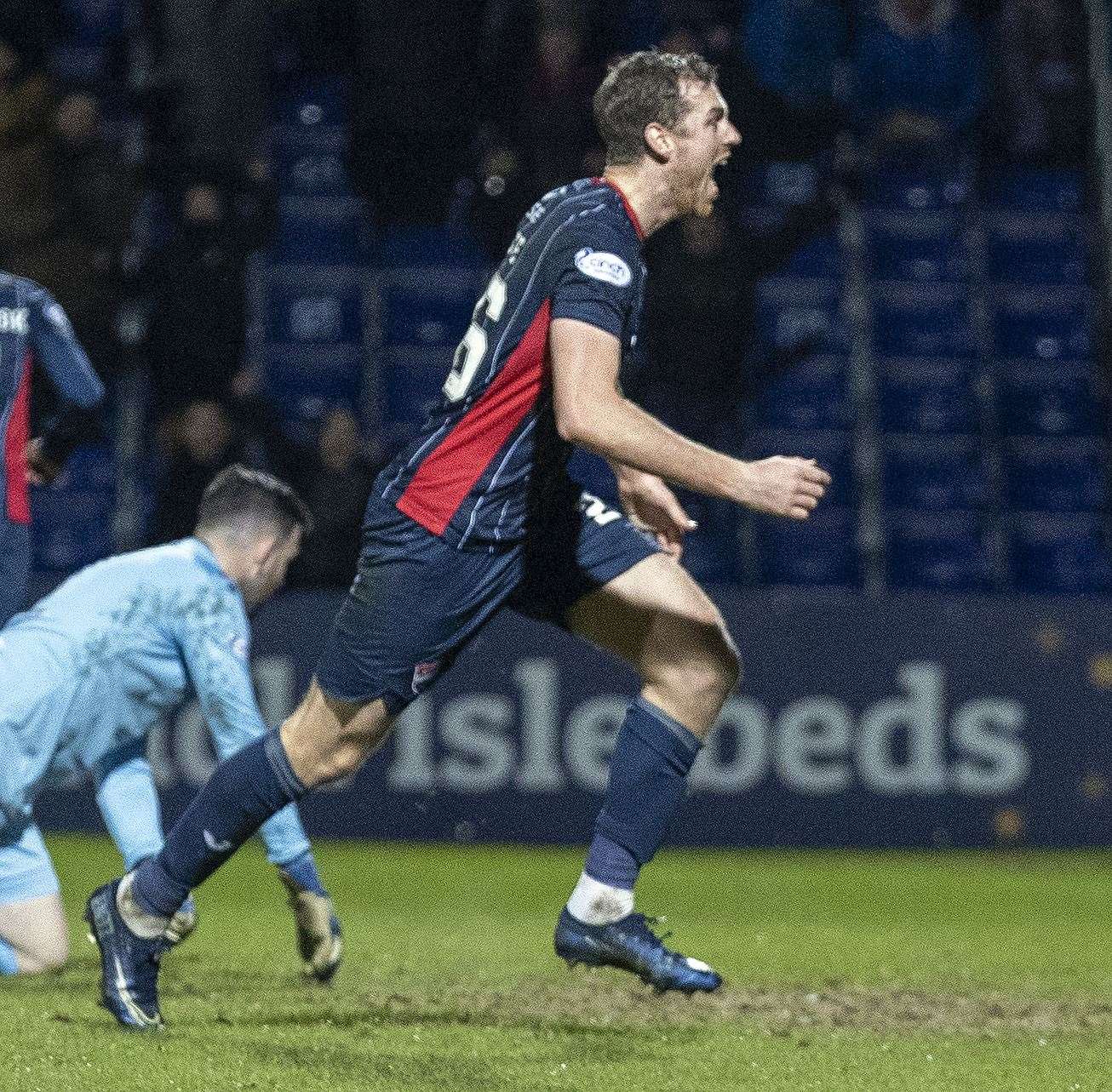 Picture - Ken Macpherson. Ross County(3) v Motherwell(1). 18.01.22. Ross County's Jordan White celebrates after they went 2-1 ahead.