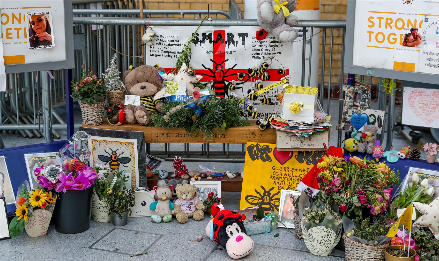 A memorial to the victims of the Manchester Arena bombing at Victoria Station in Manchester (Peter Byrne/PA)
